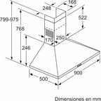 Balay 3BC696MX Campana Extractora Piramidal 90 cm, 3 Potencias, LED, Acero Inoxidable