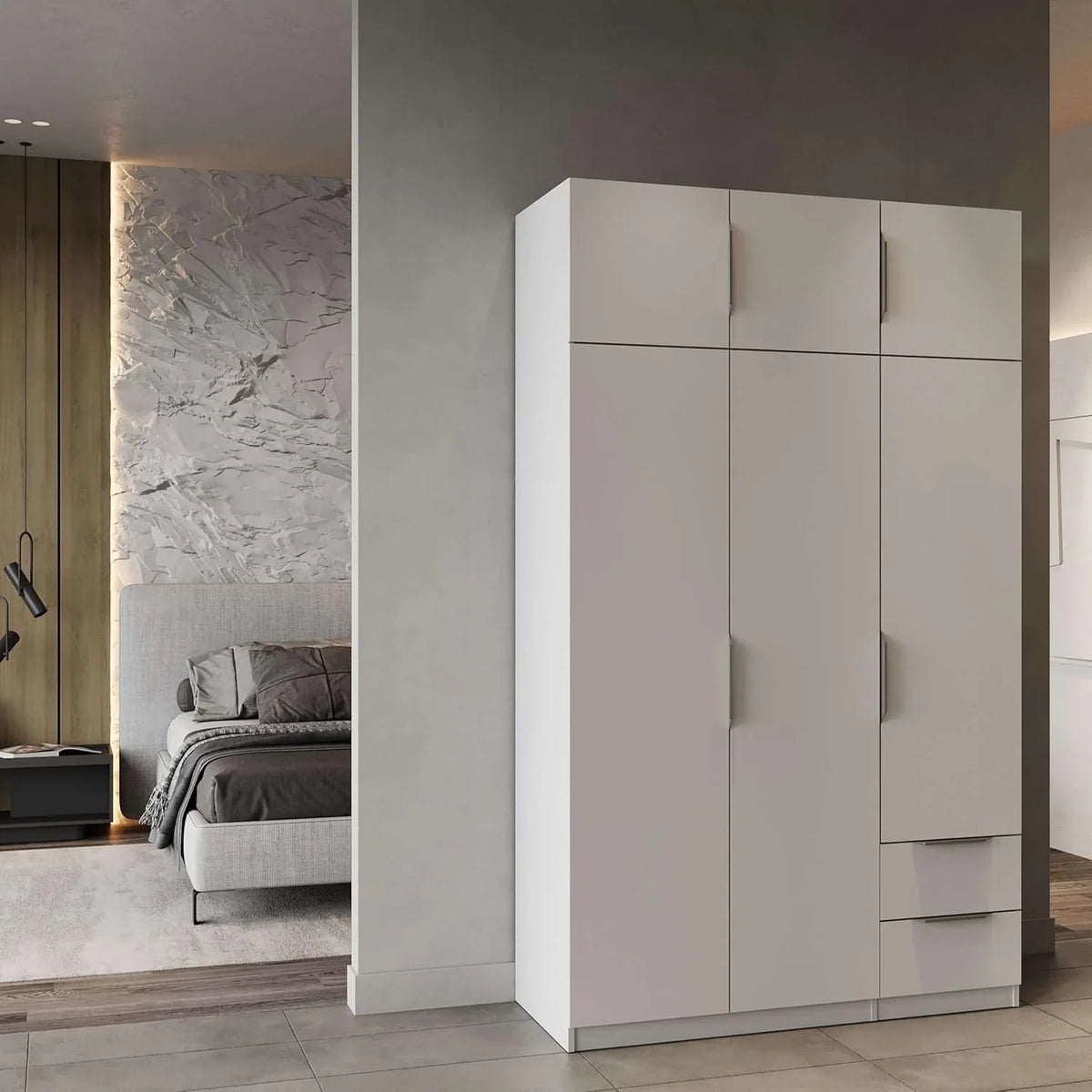 Miroytengo Armario Ghost Grande 6 Puertas y 2 Cajones Blanco Mate 203 x 119 cm