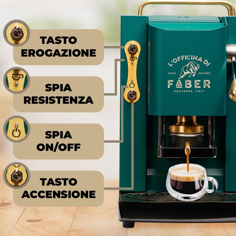 Faber Pro Total Deluxe Cafetera de Monodosis ESE 44 mm de Latón, 1,3 L