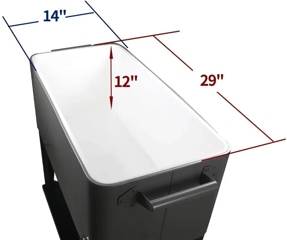 Carrito Nevera con Ruedas 80 Quart (75 L) para Terraza, Patio y Fiestas