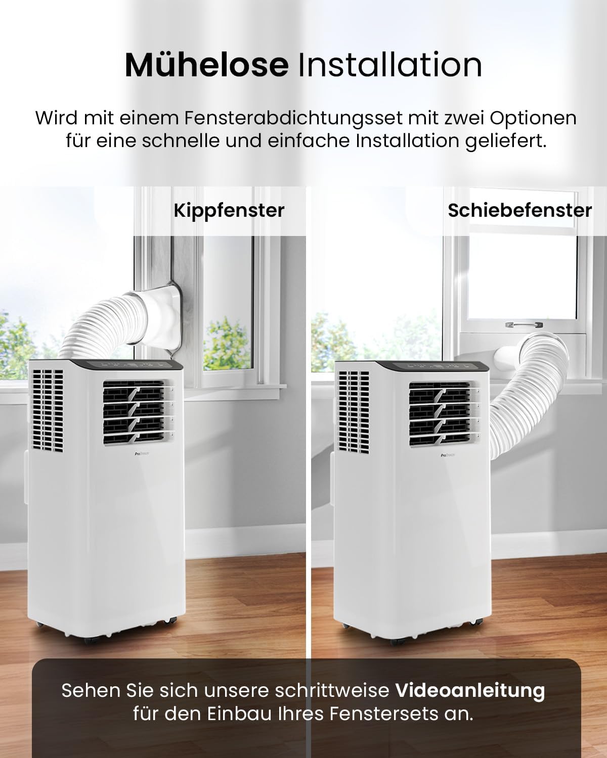 Pro Breeze Aire Acondicionado Portátil 12000 BTU hasta 50 m² con App, Clase A, R290
