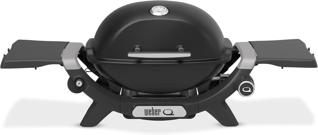 Weber Q 1200N Barbacoa de Gas Portátil con Mesas Laterales y Termómetro, Negro Medianoche