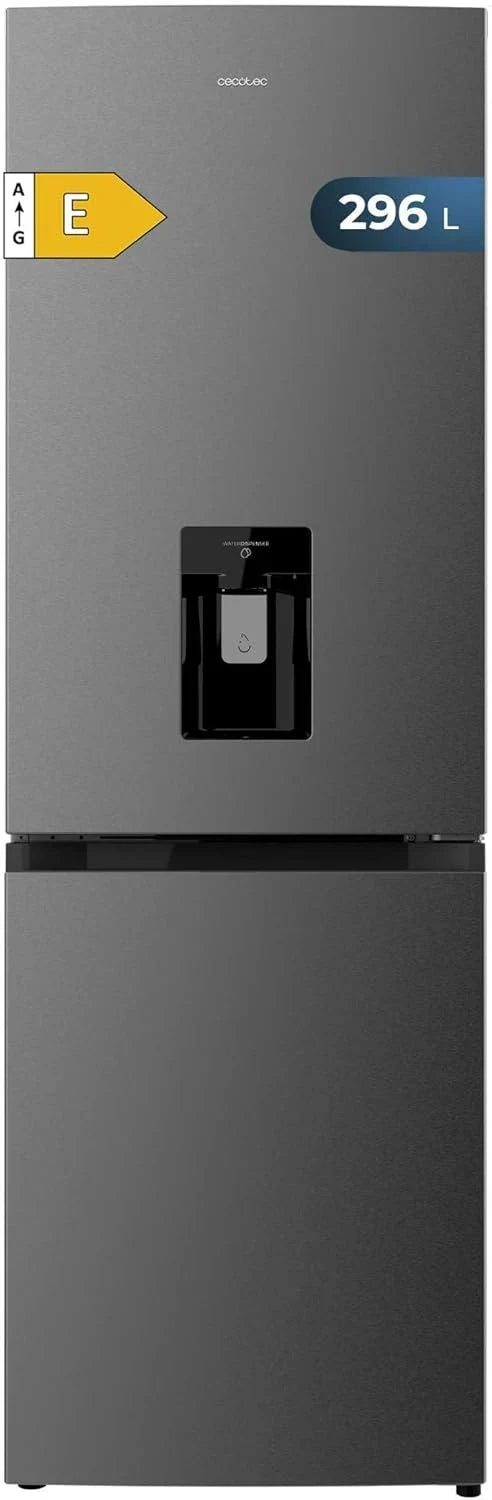 Cecotec Bolero CoolMarket Combi 296 DF WD Dark Frigorífico Combi 296 L con Dispensador de Agua