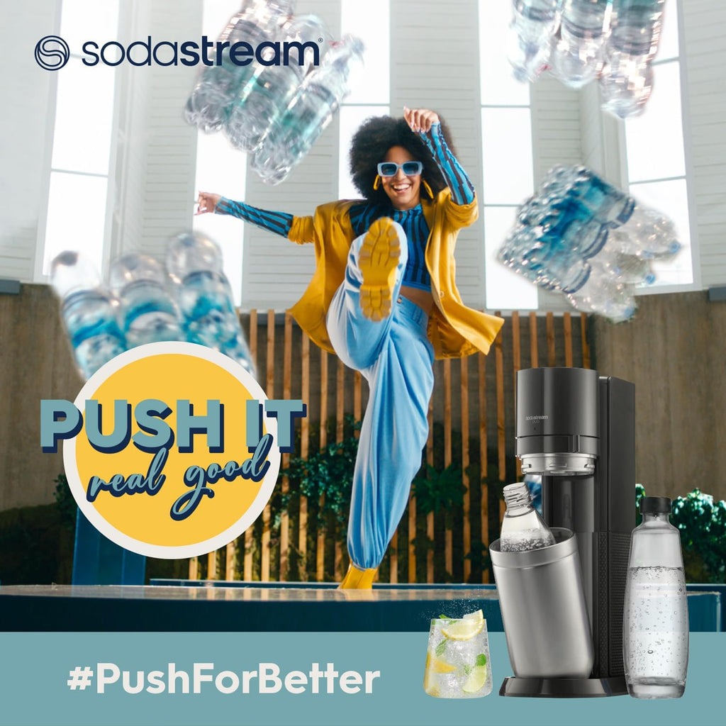 SodaStream E-DUO Máquina de Agua con Gas Eléctrica con Cilindro CO2 y 3 Botellas, Titanio
