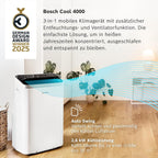Bosch Cool Aire Acondicionado Portátil 3 en 1 con Modos Auto, Silencio y Noche