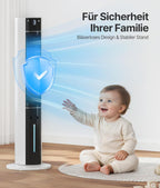Ventilador de Torre Climatizador Evaporativo con Agua, Mando, 3 Modos y Temporizador 12 h