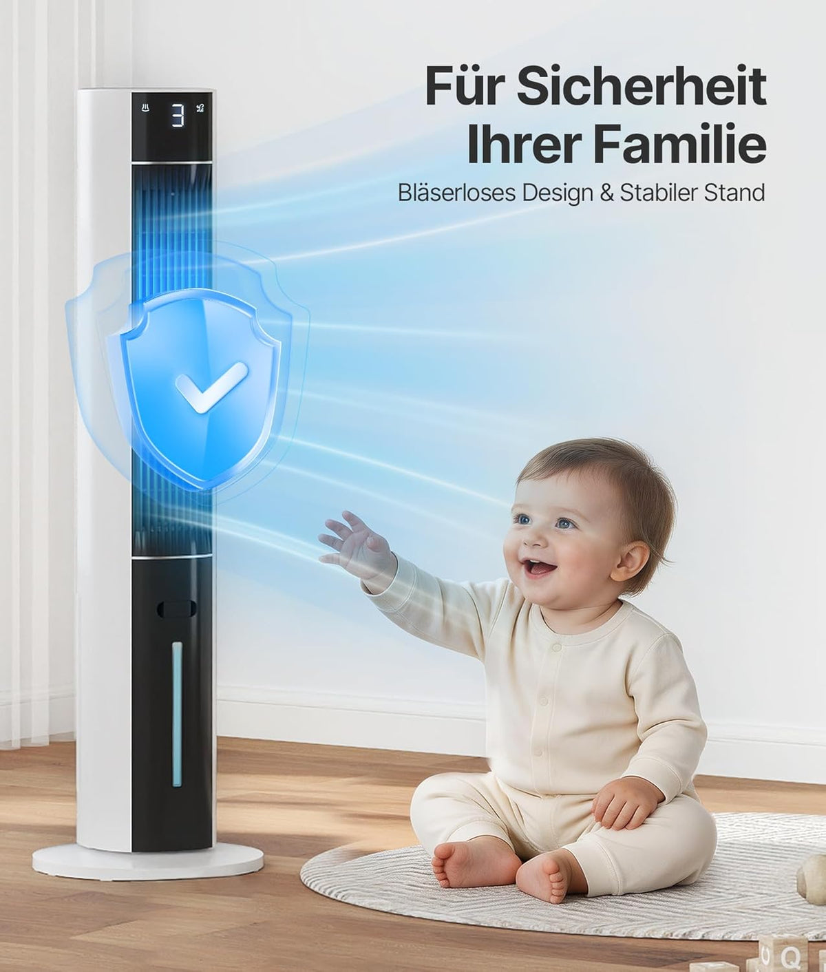 Ventilador de Torre Climatizador Evaporativo con Agua, Mando, 3 Modos y Temporizador 12 h