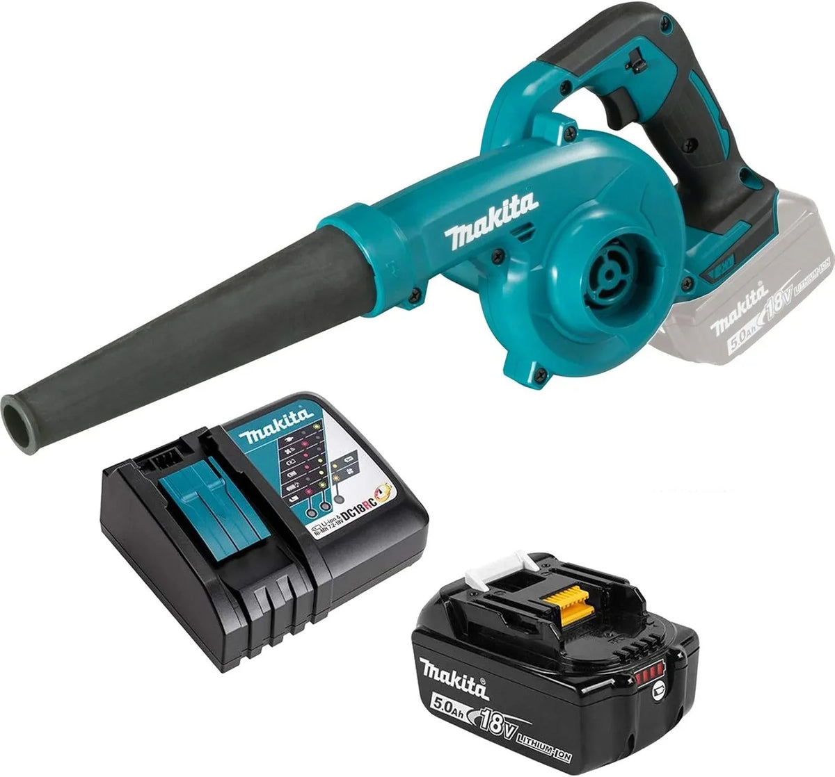 DUB185RT Soplador a Batería LXT 18 V con 1 Batería de 5,0 Ah y Cargador