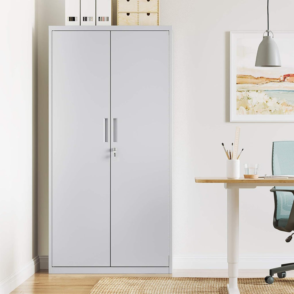 SONGMICS OMC015G01 Armario Metálico con Cerradura 5 Niveles 40 x 80 x 180 cm, Gris