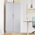 SONGMICS OMC015G01 Armario Metálico con Cerradura 5 Niveles 40 x 80 x 180 cm, Gris