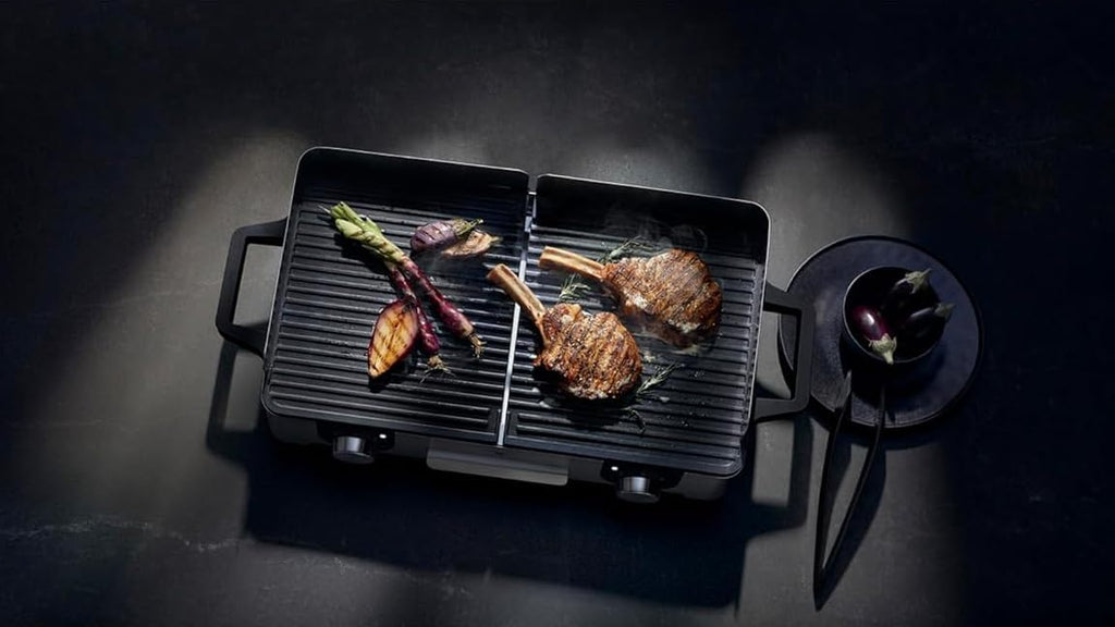 WMF Lono Master-Grill Parrilla Eléctrica 50 x 28 cm, 2 Zonas Regulables, 2400 W, Exterior