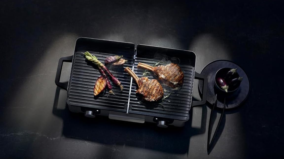 WMF Lono Master-Grill Parrilla Eléctrica 50 x 28 cm, 2 Zonas Regulables, 2400 W, Exterior