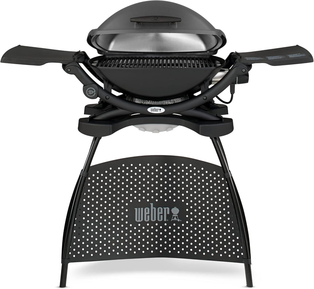 Weber Q 2400 Barbacoa Eléctrica con Soporte y Mesas Laterales, 54 x 39 cm, Dark Grey