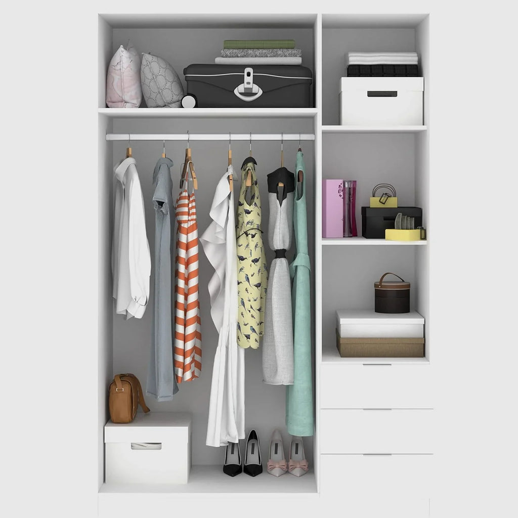 DEKIT Grupo Rimobel Armario Ropero 3 Puertas y 3 Cajones Blanco 121 x 184 x 52 cm