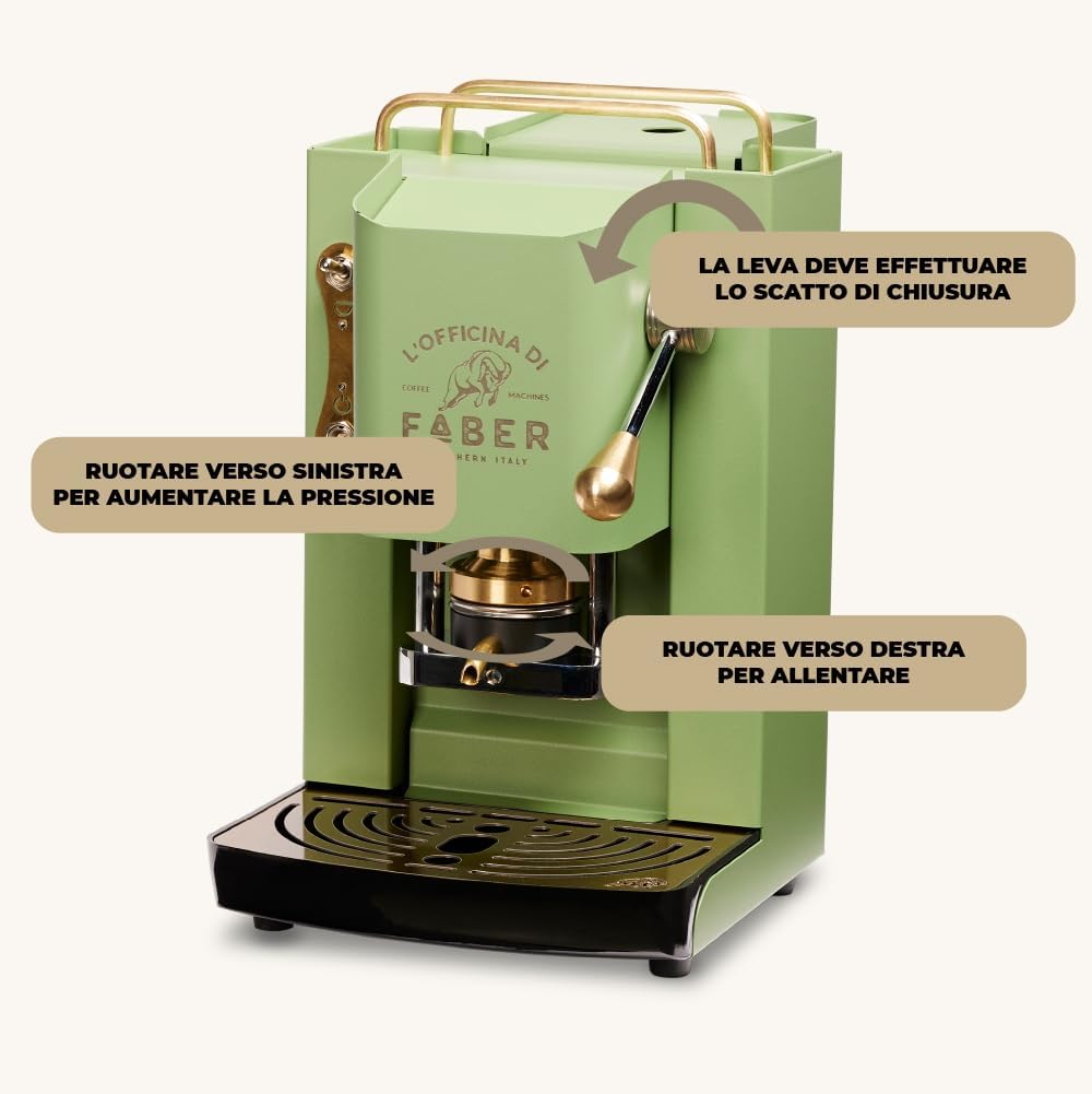 Faber Pro Total Deluxe Cafetera de Monodosis ESE 44 mm de Latón, 1,3 L
