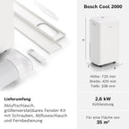 Bosch Cool Aire Acondicionado Portátil 3 en 1 con Modos Auto, Silencio y Noche