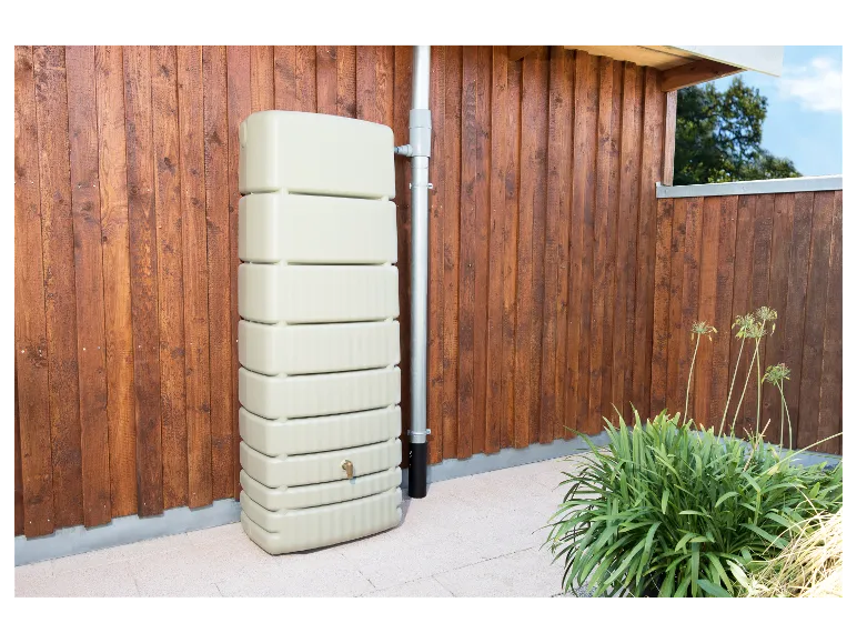 4rain Depósito de Agua de Lluvia SLIM 650 L con Grifo y Sujeción Antiviento