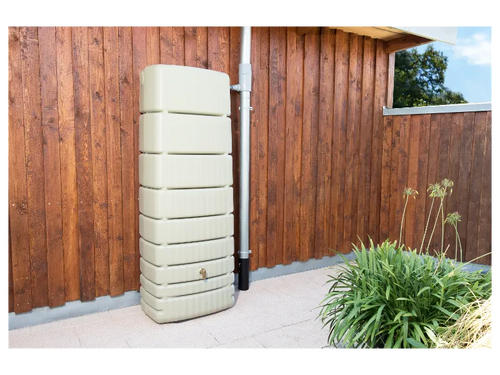 4rain Depósito de Agua de Lluvia SLIM 650 L con Grifo y Sujeción Antiviento