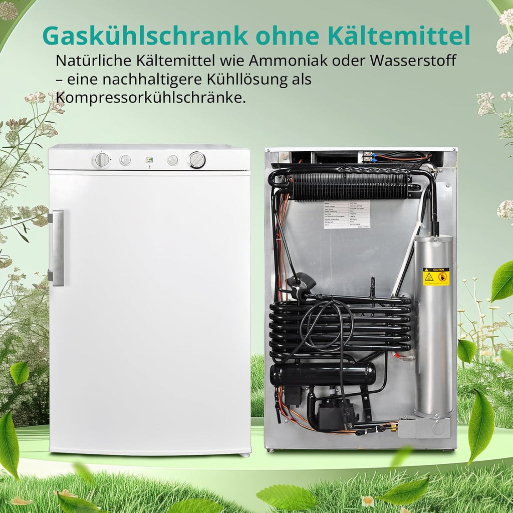 SMETA Frigorífico de Gas Trivalente 12 V / 230 V / Gas 100 L con Congelador, Blanco