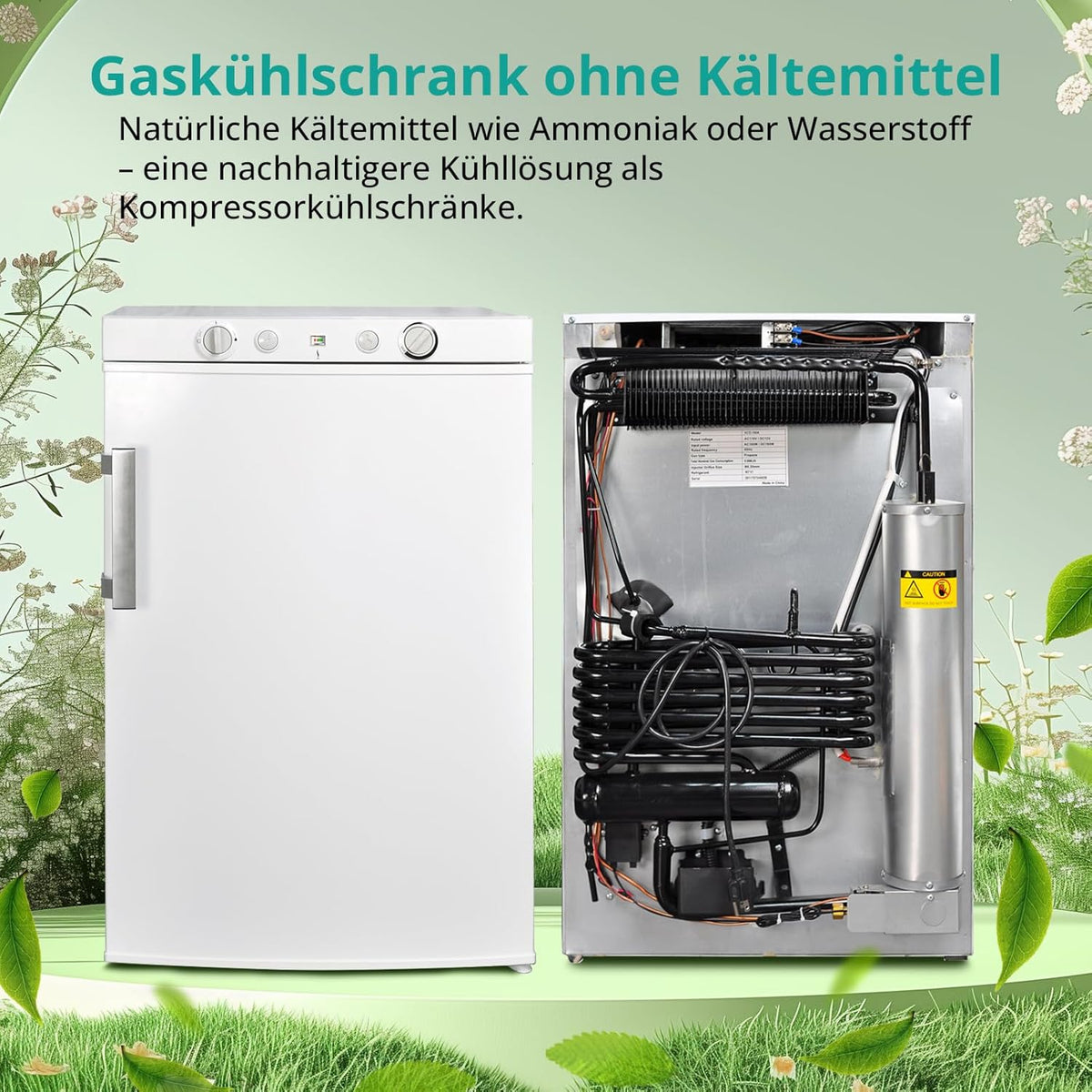 SMETA Frigorífico de Gas Trivalente 12 V / 230 V / Gas 100 L con Congelador, Blanco