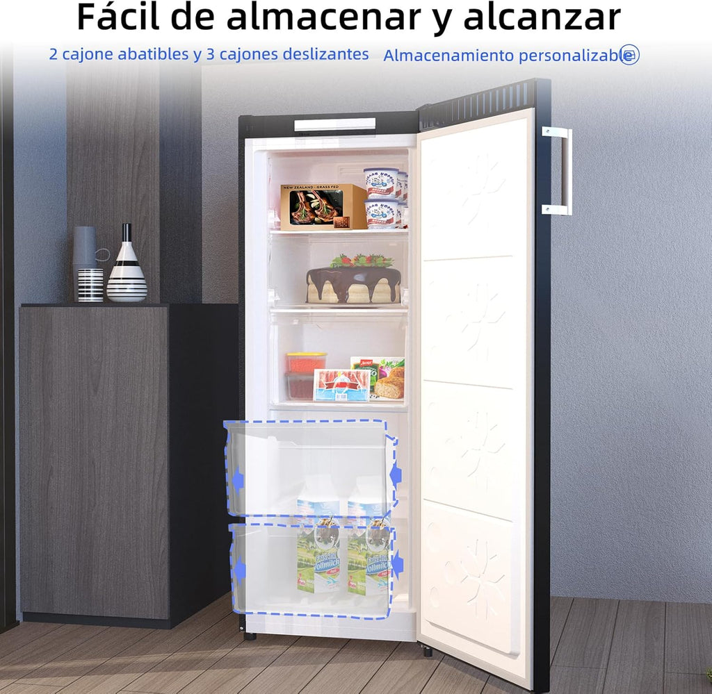 CHiQ FSD166NE4E Congelador Vertical No Frost 166 L, Control Electrónico, Inox Negro, Clase E