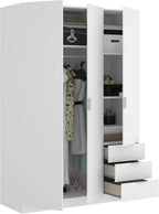 DEKIT Grupo Rimobel Armario Ropero 3 Puertas y 3 Cajones Blanco 121 x 184 x 52 cm