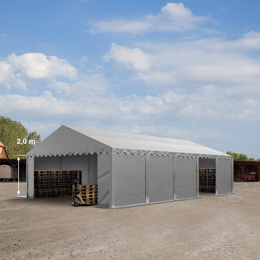TOOLPORT Carpa Almacén 5 x 10 m Lona PVC 750 N Impermeable Gris con Base Reforzada