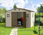 Duramax Woodside 30214-4 Caseta de Jardín de PVC 10 x 8 pies (3,25 x 2,47 m) Marfil y Marrón