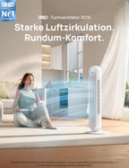 Dreo Nomad One S Ventilador de Torre Inteligente 20 dB con WiFi, 4 Velocidades, Oscilación 90°, Blanco