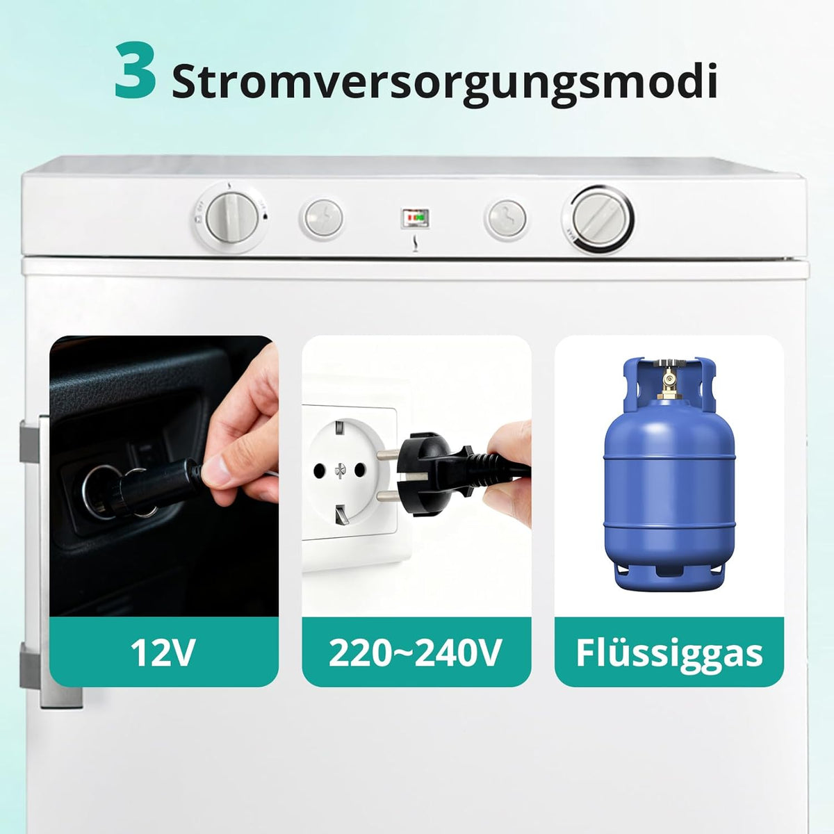 SMETA Frigorífico de Gas Trivalente 12 V / 230 V / Gas 100 L con Congelador, Blanco