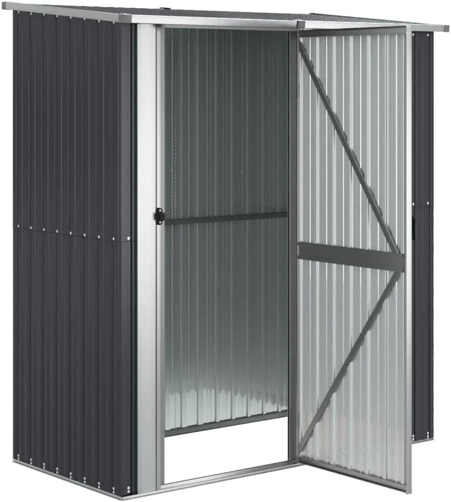 vidaXL Cobertizo de Jardín de Acero Galvanizado Antracita 180,5 x 97 x 209,5 cm