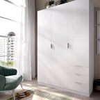 DEKIT Grupo Rimobel Armario Ropero 3 Puertas y 3 Cajones Blanco 121 x 184 x 52 cm