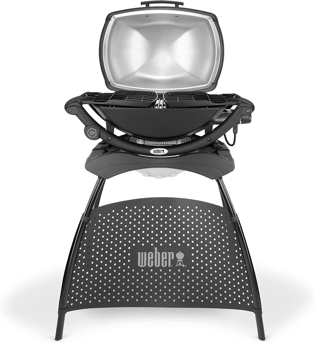 Weber Q 2400 Barbacoa Eléctrica con Soporte y Mesas Laterales, 54 x 39 cm, Dark Grey