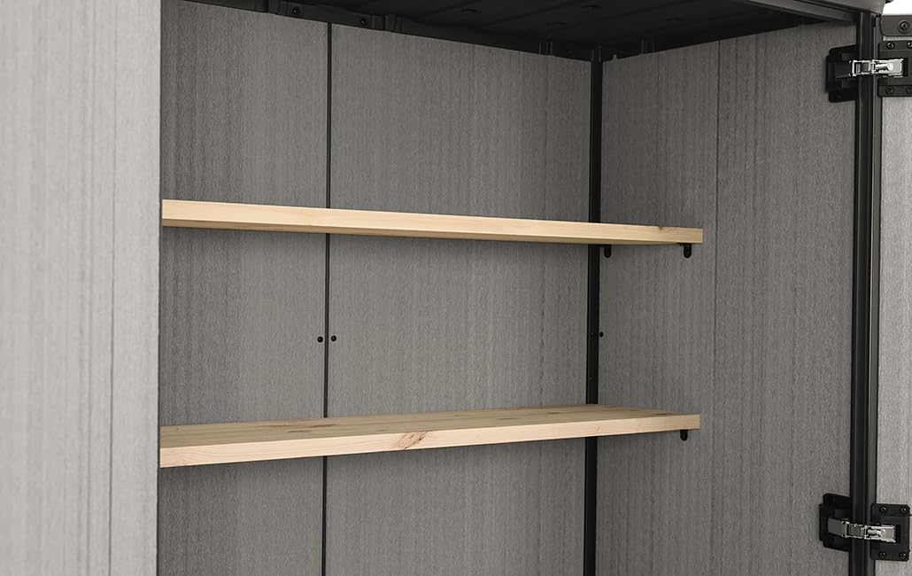 Keter High Store Plus Armario de Exterior 1400 L Gris 170,4 x 140 x 73,6 cm, Paredes Duotech