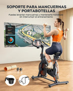 Bicicleta Estática para Casa con App, Resistencia Magnética 0-100%, Pantalla LED, hasta 160 kg