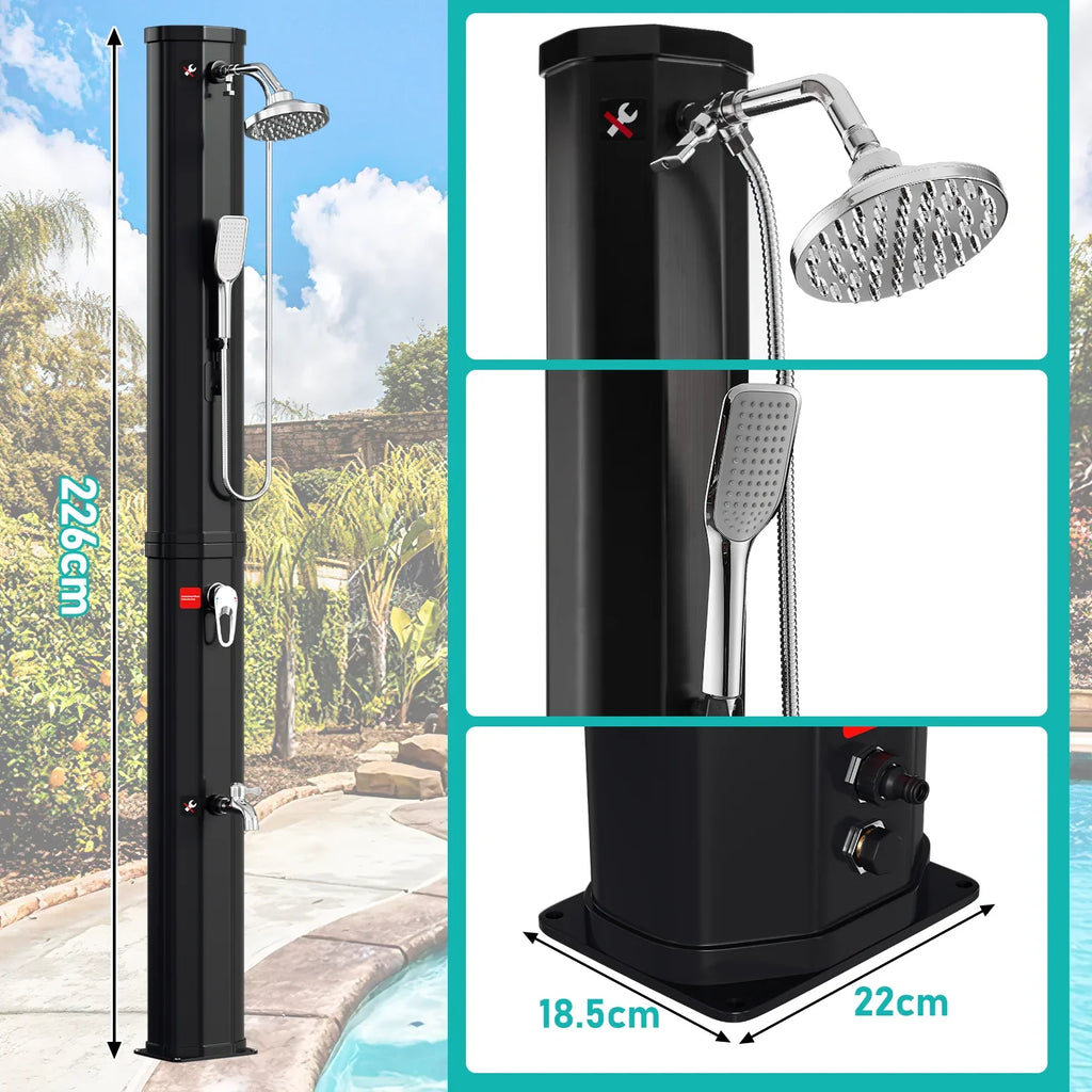 Sonnewelt Ducha Solar de Jardín 60 L con Funda y Ducha de Mano