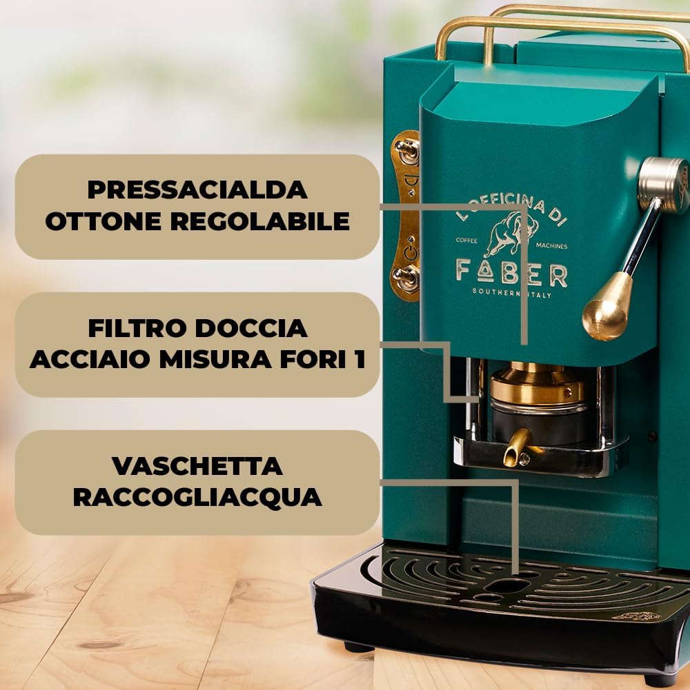 Faber Pro Total Deluxe Cafetera de Monodosis ESE 44 mm de Latón, 1,3 L