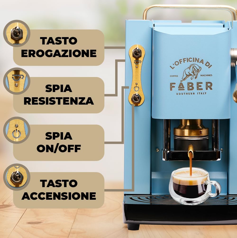 Faber Pro Total Deluxe Cafetera de Monodosis ESE 44 mm de Latón, 1,3 L