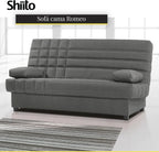 SHIITO Romeo Sofá Cama 3 Plazas Clic-Clac con Arcón y 2 Cojines, Gris Oscuro