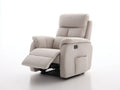 Sillón Reclinable Tapizado en Tela Beige 92 x 100 x 105 cm con Bolsillo Lateral