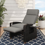 Grand Patio Sillón Reclinable de Ratán con Cojines para Interior y Exterior, Gris Oscuro
