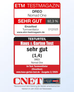 Dreo Nomad One S Ventilador de Torre Inteligente 20 dB con WiFi, 4 Velocidades, Oscilación 90°, Blanco