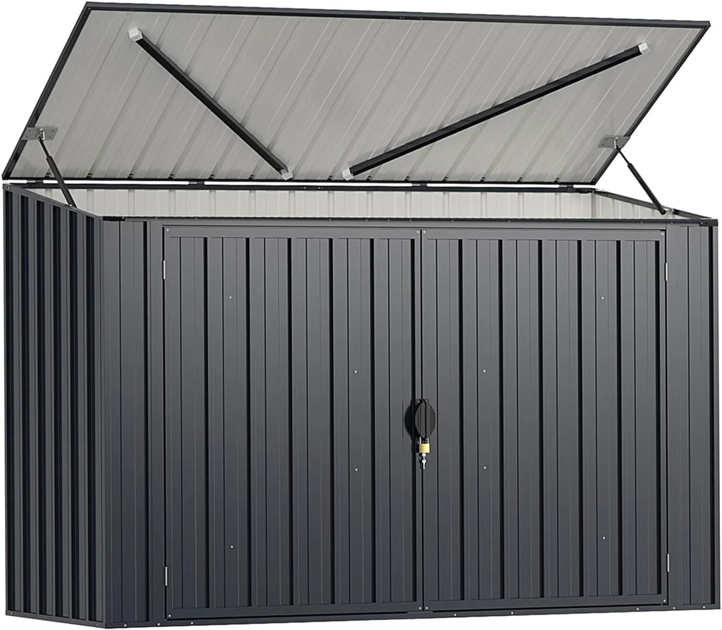 GOPLUS Caseta de Jardín de Acero Galvanizado 1,9 m³ 193 x 86 x 127 cm con Doble Puerta y Cerradura