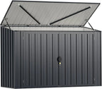 GOPLUS Caseta de Jardín de Acero Galvanizado 1,9 m³ 193 x 86 x 127 cm con Doble Puerta y Cerradura