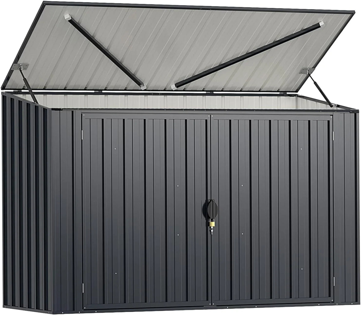 GOPLUS Caseta de Jardín de Acero Galvanizado 1,9 m³ 193 x 86 x 127 cm con Doble Puerta y Cerradura