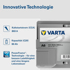 VARTA Silver Dynamic AGM A6 Batería de Coche 12 V 80 Ah 800 A para Start-Stop