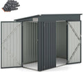 COSTWAY Caseta de Jardín Metálica 235 x 117 x 185 cm con 2 Puertas y Techo Inclinado, Gris
