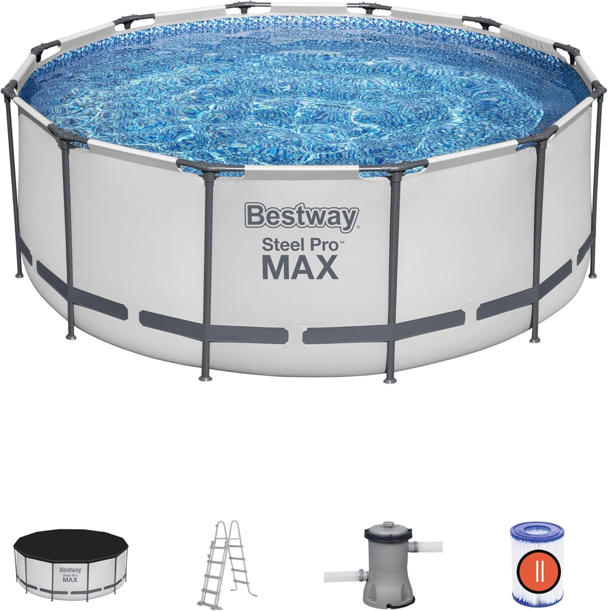Bestway Steel Pro Max Piscina Desmontable 366 x 122 cm con Depuradora y Escalera
