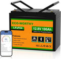 ECO-WORTHY Batería LiFePO4 12 V 100 Ah Bluetooth con BMS 100 A y Protección Baja Temperatura