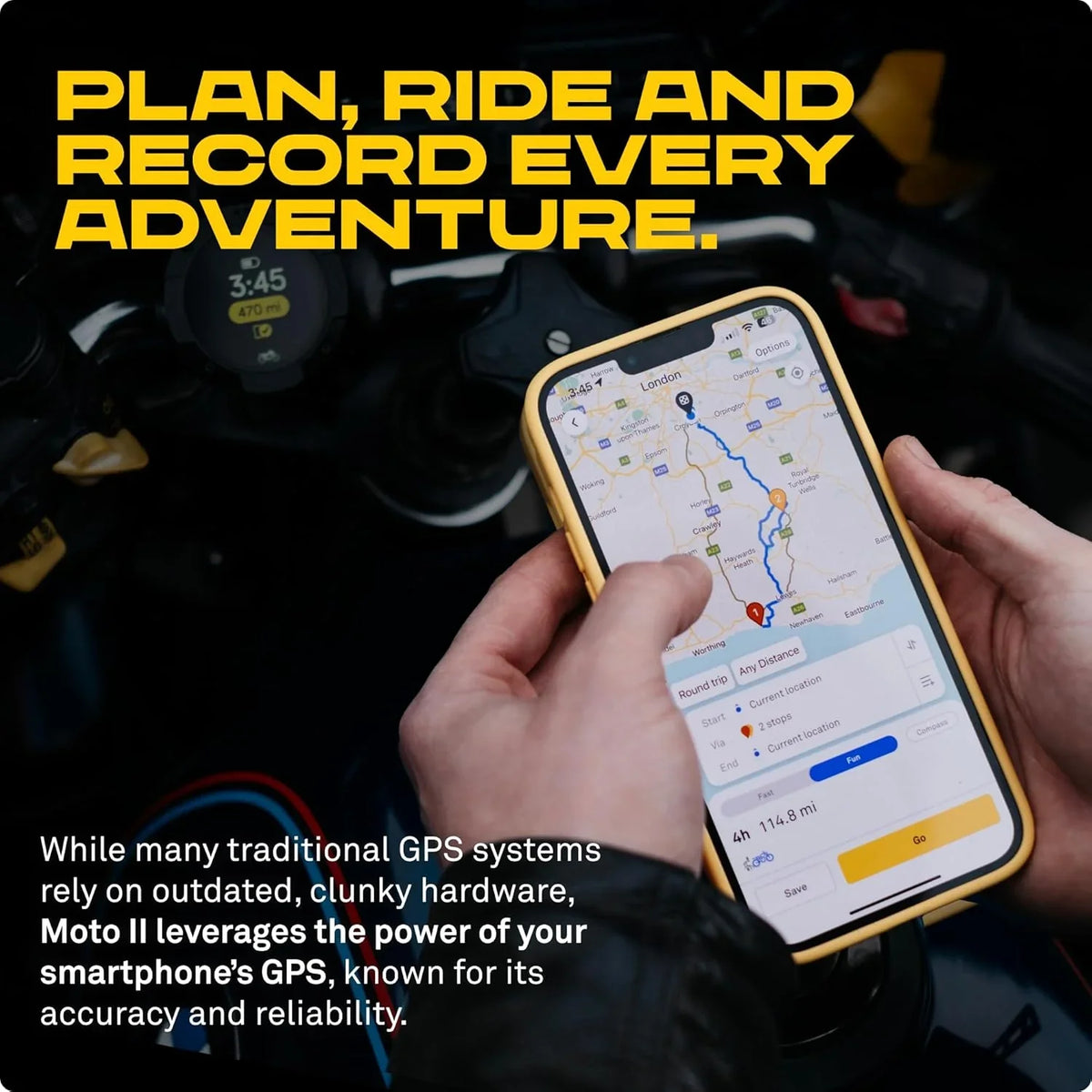 Beeline Moto II Navegador GPS para Moto con Navegación Mundial, IP67, USB-C y Soporte